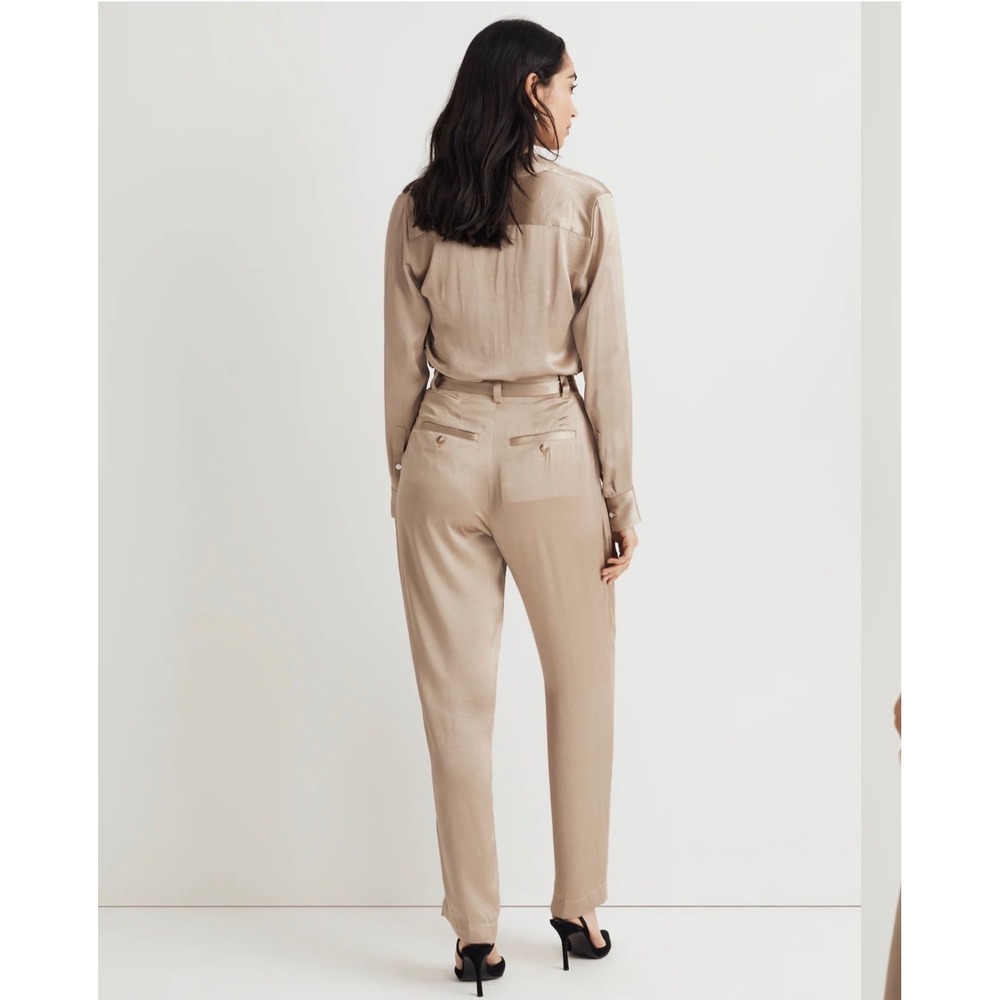 NWT** Madewell Turner Tapered Pant Satin Rose Gold Size 6 Pleated Matchstick - Picture 2 of 11